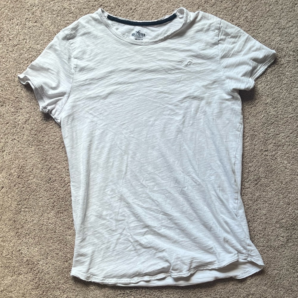 Hollister Mens Distressed White Tee Size S